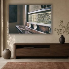 Gaagart Tekli Yatay Kanvas Tablo Dijital Baskı Vintage Radyo Nostaljik Retro Müzik Dekoratif Salon Ofis Tablosu