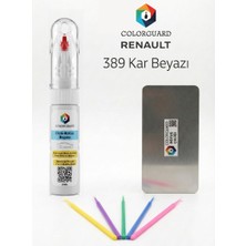 COLORGUARD Renault 389 Kar Beyazı Rötuş Seti - 2 si 1 Arada İğne ve Fırça Uçlu Şişe, Rötuş Çeliği ve Rötuş Çubuğu