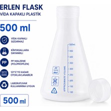 Labolist Erlen Flask Vida Kapaklı Plastik 500 ml - Mavi Skala