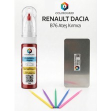 COLORGUARD Renault Dacia B76 Ateş Kırmızı Rötuş Seti - 2 si 1 Arada İğne ve Fırça Uçlu Şişe, Rötuş Çeliği ve Rötuş Çubuğu