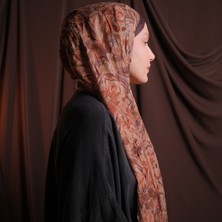 Paradise Desen Kraş - Koyu Kahverengi Şal – Kaymaz Doku – Yazlık/kışlık - 75X185