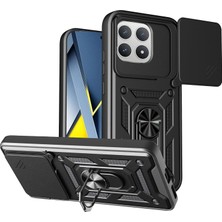 Caseonn Xiaomi Redmi K90 Kılıf Sürgülü Kamera Korumalı Yüzüklü Mıknatıslı Tank Kapak Siyah