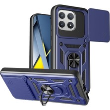 Caseonn Xiaomi Redmi K90 Kılıf Sürgülü Kamera Korumalı Yüzüklü Mıknatıslı Tank Kapak Lacivert