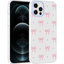 Farma Teknoloji iPhone 12 Kılıf Çiçek ve Fiyonk Desenli Kamera Yükseltili Frm Premium