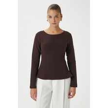 Ritnice Kadın Runa Premium Kahverengi Peplum Bluz