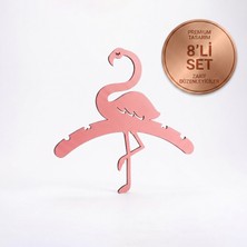 Doalino Pembe Flamingo Şekilli Ahşap Çocuk ve Bebek Elbise Askısı 8'li Set