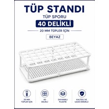 Labolist Tüp Standı - Tüp Sporu -40 Delikli - 20 mm Tüpler Için - Beyaz