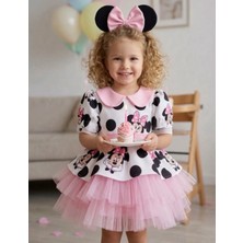 Kız Çocuk Miki Mickey Mouse Pembe Tüllü Kabarık Elbise