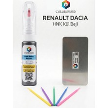 COLORGUARD Renault Dacia HNK Kül Beji Rötuş Seti - 2 si 1 Arada İğne ve Fırça Uçlu Şişe, Rötuş Çeliği ve Rötuş Çubuğu