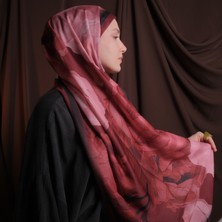 Soft Lotus Desen Cherry Şal – Kaymaz Doku – Yazlık/kışlık - 75X185