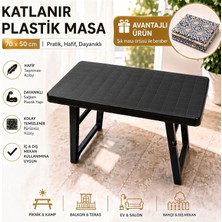 2’si 1 Arada Katlanır Plastik Masa 70X50 cm ve 110X140 Masa Örtüsü Kamp Piknik Bahçe Balkon Portatif Set