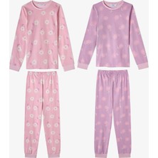 Penti Kız Çocuk Pembe Love&peace Pamuklu Uzun Kollu 2'li Pijama Takımı