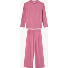 Penti Kız Çocuk Gül Kurusu Rosy Pink Pamuklu Uzun Kollu Pijama Takımı