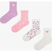 Penti Kız Çocuk Pembe Sevimli Leopar Pamuklu 4 Çift Soket Çorap