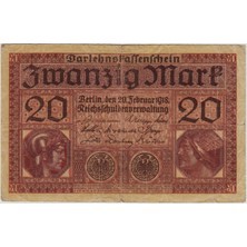 Banknoting Almanya 20 Mark 1918 Çok Temiz(-)