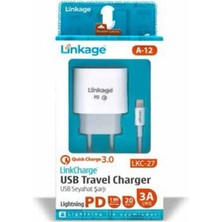 Lkc-27 Pd Çıkışlı 3 Amper 20 Watt Lightning Iphone Şarj Başlığı ve Data Kablosu