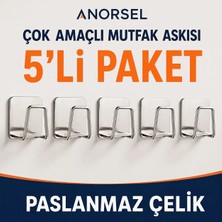 Anorsel 5 Adet Paslanmaz Krom Yapışkanlı Bulaşık Süngeri Tutucu ve Evye Düzenleyici Süngerlik-Askı