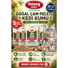 Bonny Nice Doğal Kedi Kumu Çam Pellet 10 kg 20 L x 5 Paket