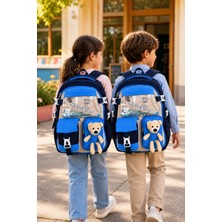 Dodomar Mavi Lacivert Ayıcıklı Maskotlu Lüks Okul Sırt Çantası Geniş Ergonomik Çocuk 40X30X15 cm