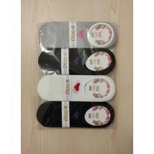 Efem İç Giyim Beyaz-Siyah-Gri Kalp Desenli Bayan Babet Çorap 12'li Paket