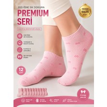 Efem İç Giyim Premium 200 Iğne Fiyonk Desenli Bayan Patik Çorap 12 Çift