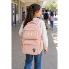 Dodomar Pembe Tavşanlı Kız Çocuk Okul Sırt Çantası Çok Bölmeli Ergonomik Ilkokul Ortaokul 45X30X15 cm