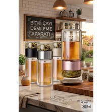 Src Çift Cidarlı Cam Bitki Çayı Demleme Matarası 300 ml – Süzgeçli ve Taşınabilir Borosilikat Detoks & Çay Termosu (4 Renk Seçeneği)