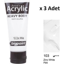 Bigpoint Akrilik Boya 75 ml Zinc White 103 x 3 Adet