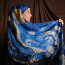 Van Gogh - Starry Night %100 Ipek Şal 65*185CM 'art On Silk'