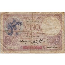 Banknoting Fransa 5 Frank 1940 Temiz.