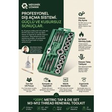 Transformacion 20 Parça Profesyonel Metrik  Kılavuz ve Pafta Seti M3-M12 - Hassas Diş Açma ve Onarım Takımı