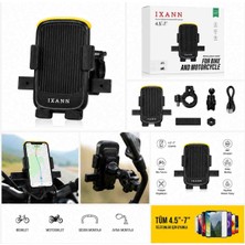 Ixann Motosiklet & Bisiklet Telefon Tutacağı (4.5-7 inç) Ayna Bağlantılı Oto Kilit