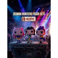 Lagom K-Pop Demon Hunters 3'lü Figür Seti + Sürpriz Hediyeli - Mira, Zoey & Rumi Büyük Kafa Tasarım Masaüstü Anime Karakter Seti