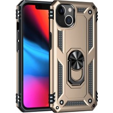 Raftan Topla Iphone 14 Plus Kılıf Sofya Yüzüklü Silikon Kapak - Gold