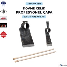 Apeksal Dövme Çelik 2’li Çapa Seti – 120 cm Ahşap Saplı Baltalı Kök , Tekli Adana Bahçe & Tarım Çapası