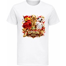 Efendioğlu Design Formalı Bayraklı Kramponlu Spain 2026 Dünya Kupası T-Shirt