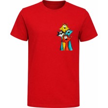Efendioğlu Design Renkli Kedi Karakterleri Baskılı Renkli Kedi Illüstrasyonu Pamuklu T-Shirt