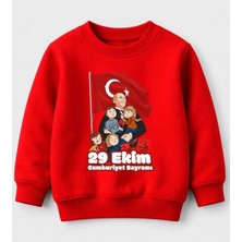 Efendioğlu Design Sweatshirt Atatürk'e Sarılan Çocuklar Baskılı Pamuklu 29 Ekim Cumhuriyet Bayramı 3 Iplik Şardonsuz