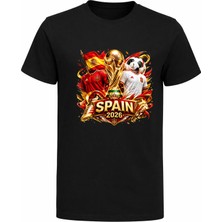 Efendioğlu Design Formalı Bayraklı Kramponlu Spain 2026 Dünya Kupası Çocuk T-Shirt