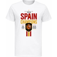 Efendioğlu Design One Team One Nation One Dream Champions Spain Baskılı 2026 Dünya Kupası Pamuklu Beyaz T-Shirt