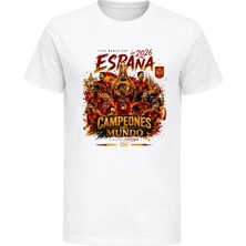 Efendioğlu Design Yamal Elinde Kupa Şampiyon Ispanya World Cup 2026 Campeones Edel Mundo Espana Baskılı Pamuklu T-Shirt