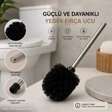 Generic Yedek Tuvalet Fırçası Ucu Siyah Yoğun Kıllı Vidalı Temizlik Fırçası Başlığı