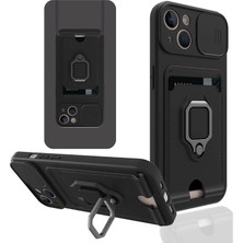 Raftan Topla Iphone 14 Plus Kılıf Zuma Kartvizitli Yüzüklü Silikon - Siyah