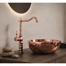 Titanium Design Rose Gold Desenli Rustik Çanak Lavabo Bataryası