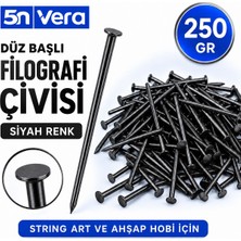 5N Vera Siyah Düz Başlı Filografi Çivisi 250 gr – String Art, Ip Sanatı, Ahşap Hobi ve El Sanatları Çivisi