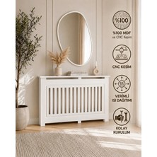 DFN WOOD Dekoratif  Petek Kaplama 140x80x20 cm, Petek kapama, Kalorifer Kaplaması,Petek Önü Dresuar, Peteklik 18 mm MDF, Beyaz