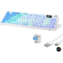 Uslucan Alışveriş Kablosuz Mekanik Gaming Klavye Rgb Blue Switch 95 Tuş - Mavi Beyaz MF1705M