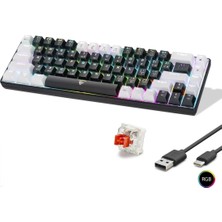 Uslucan Alışveriş Gaming Mekanik Klavye Tri Mod Rgb Red Switch - Siyah Beyaz MF1703B