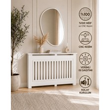DFN WOOD Dekoratif  Petek Kaplama 145x80x20 cm, Petek kapama, Kalorifer Kaplaması,Petek Önü Dresuar, Peteklik 18 mm MDF, Beyaz