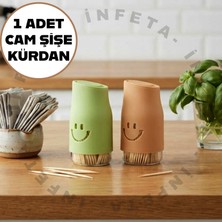İnfeta 1 Adet Tuzluk Model Kürdan-Cam Şişe Kürdanlık Renkli Tasarım Kürdan